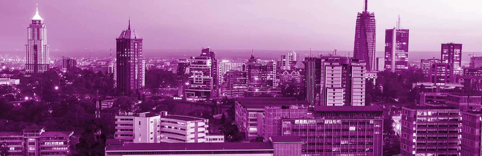 City landscape with a purple filter 