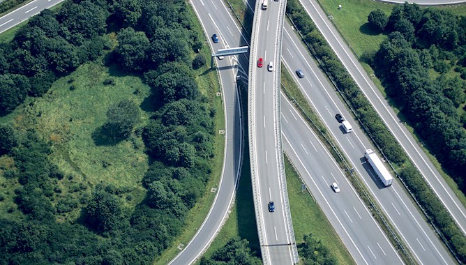 birdseye view of a motorway