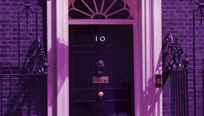 Black door with purple filter 