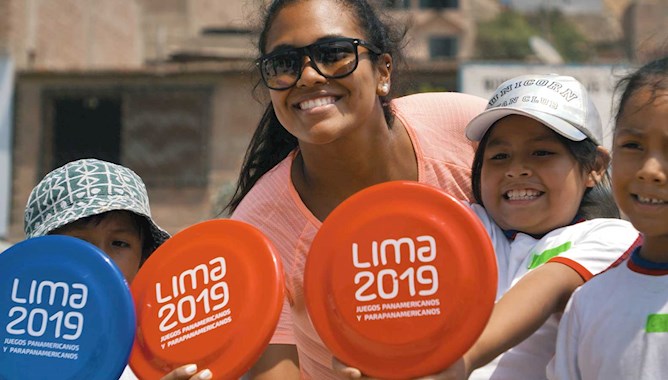 Children with teacher in Lima, Peru