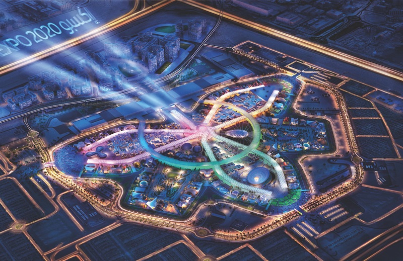 CGI Aerial of Dubai Expo 2020 - Mace Group