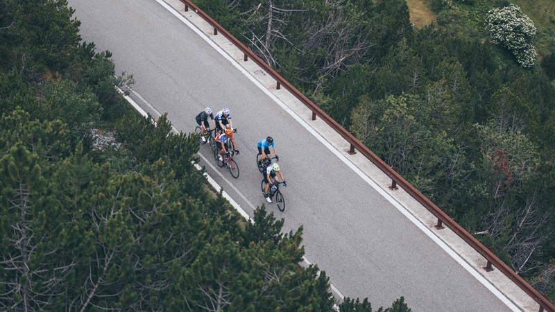 Aerial View of Italian Cyclists - Mace Group
