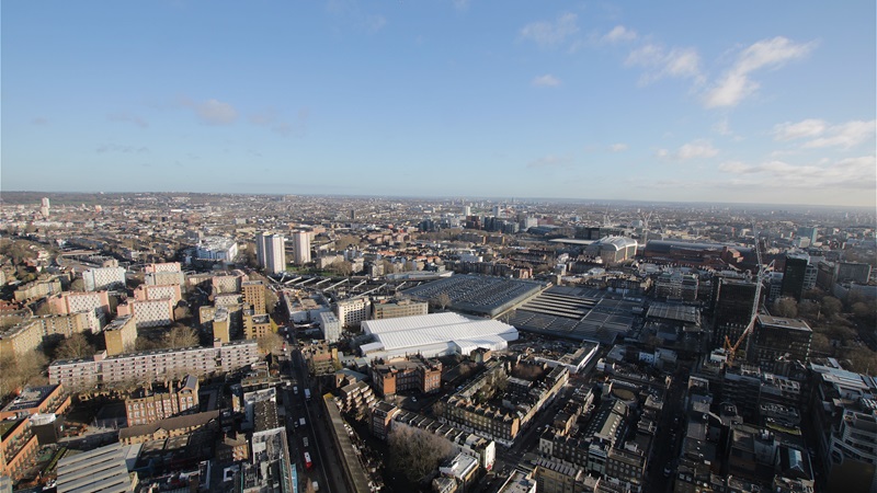 Aerial View of HS2 Euston Station Development - Mace Group