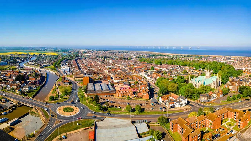 Ariel view of Great Yarmouth in Norfolk UK