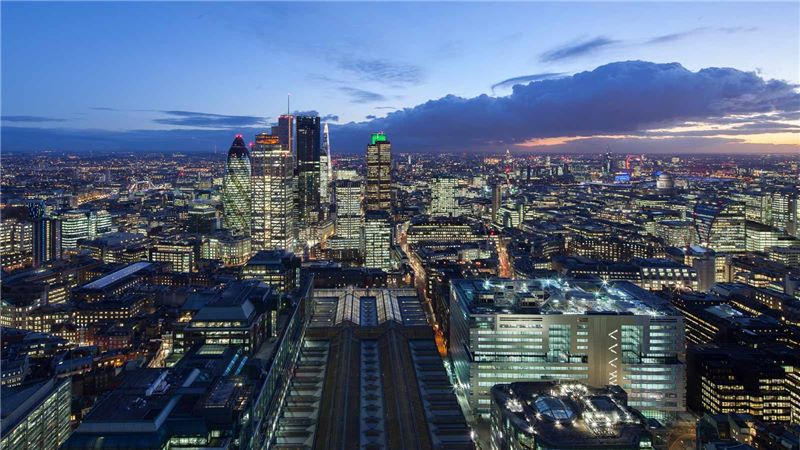 Broadgate London Evening Aerial View - Mace Group