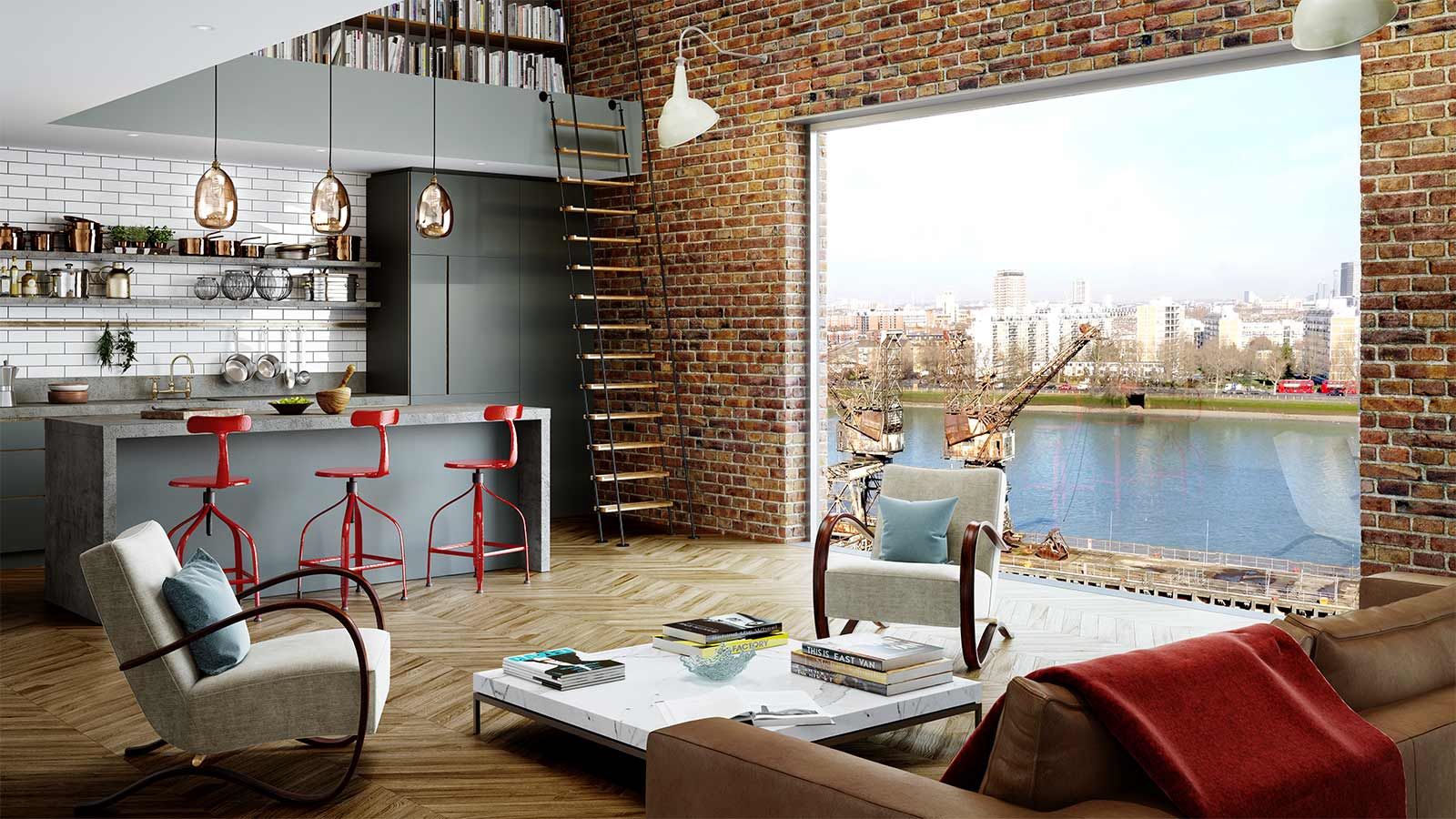 Battersea Power Station Living Room River View - Mace Group