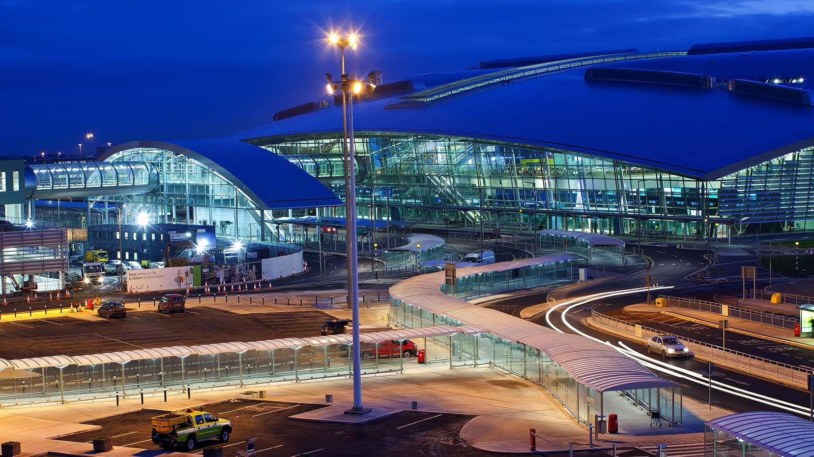 Dublin Airport Building Exterior Night View - Mace Group