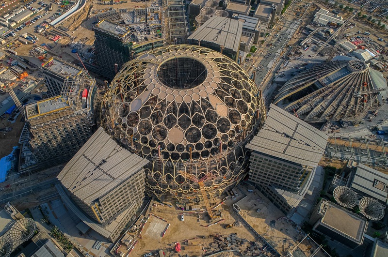 Aerial view of the main dome at Expo 2020 Dubai - Mace Group