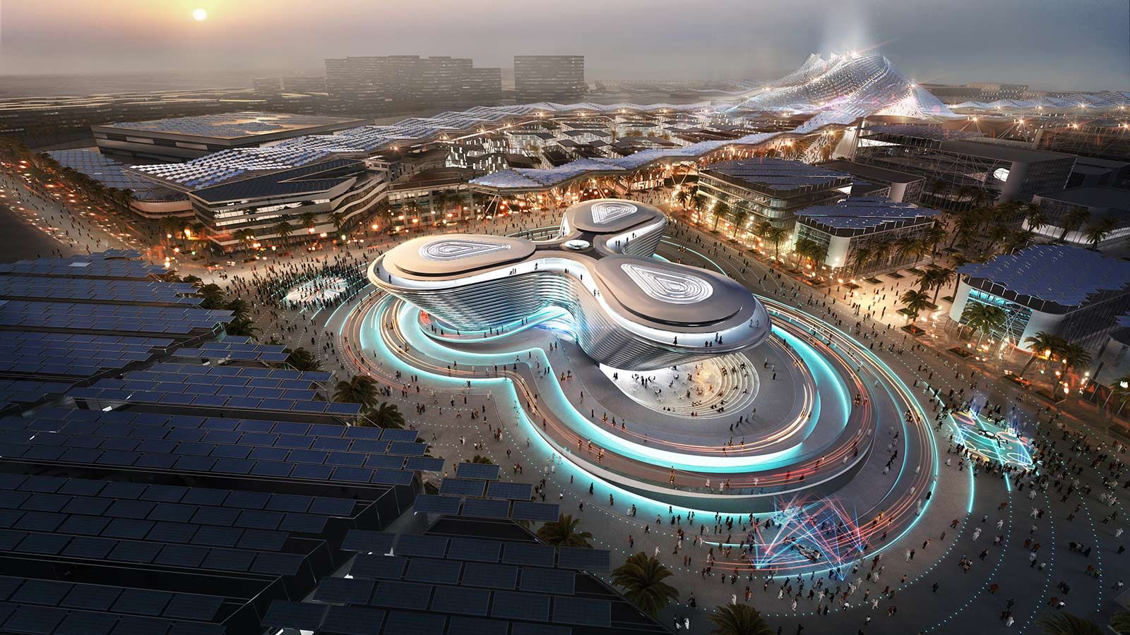 Aerial view of the park at Expo 2020 Dubai - Mace Group