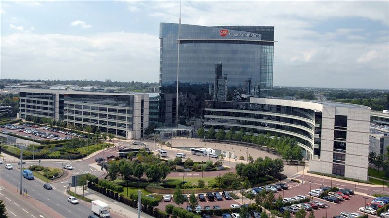 Aerial view of GSK building - Mace Group