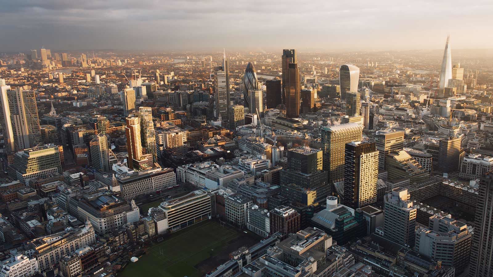 One Crown Place - aerial view of London - Mace Group