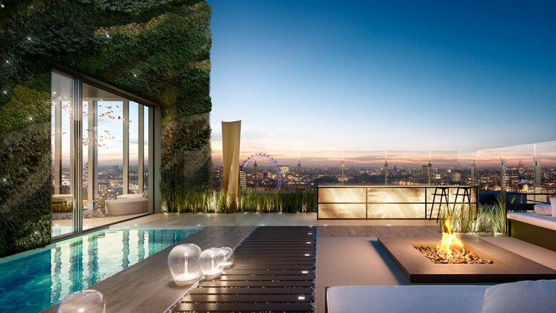 London Southbank Tower, Luxury Outdoor Pool, Fire Pit Lounge - Mace Group