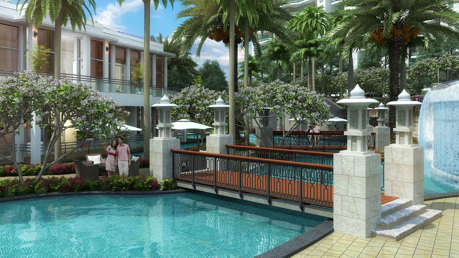 DLF The Crest Luxury Residential, Bridge Over Swimming Pool - Mace Group