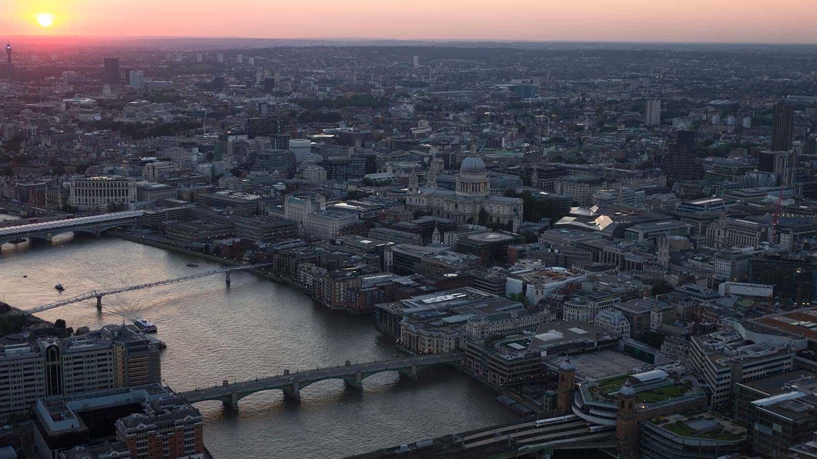 Aerial View of London Sun Set - Mace Group